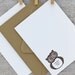Hoot Owl Cute Letterpress Note Card Set - Mocha Dark Brown - Summer, Autumn, 10 pack (NHL01)