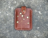 Business Card Holder Studded Leather Case Credit Card  Wallet Case Rustic Brown, June inspired