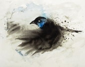 GRACKLE by DIMDIart Original watercolor painting 14x11inch