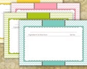 Chevron Recipe Cards 4x6 Typeable pdf - instant download - no. 848