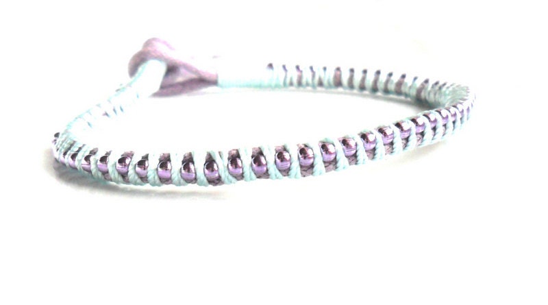 Light sky friendship bracelet, ball chain lavender, baby blue Bracelet stacks, trendy Metallic fashion