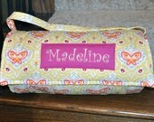 Nap Mat - Monogrammed Oops a Daisy in Cream Nap Mat with Hot Pink Double-sided Minky Blanket