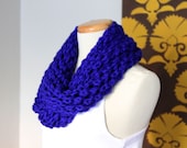 Lace knit infinity scarf in bright blue- free shipping