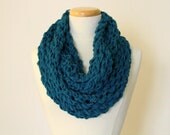Lace knit infinity scarf in teal