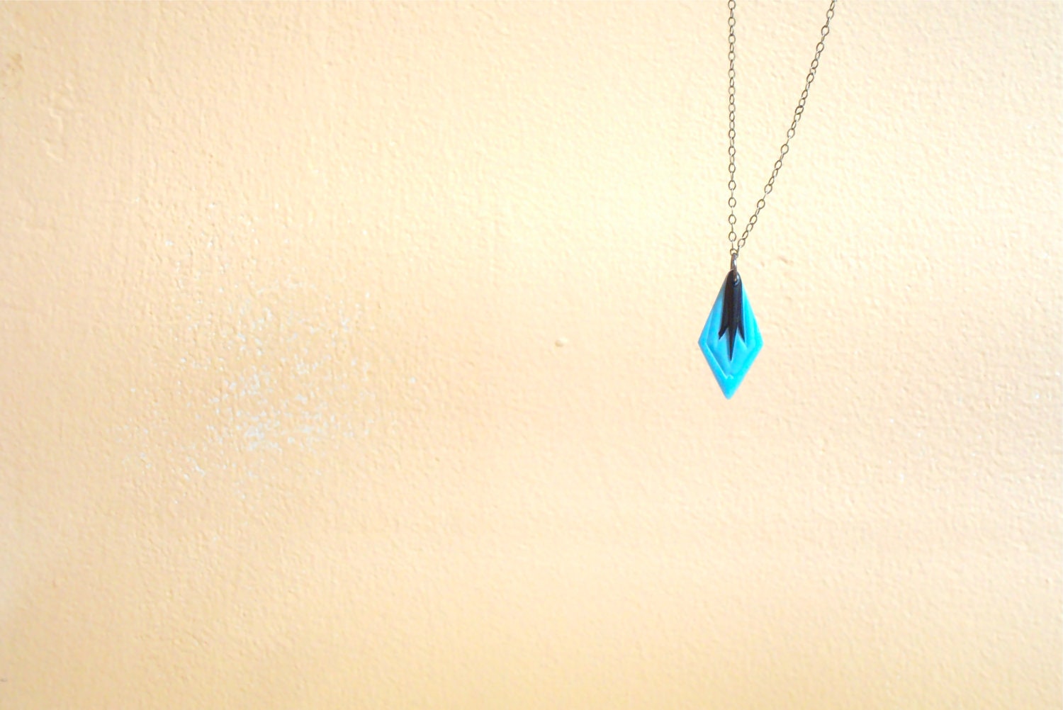 thinking loudly (turquoise & black diamond shaped pendant necklace)
