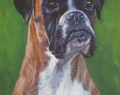 Boxer dog CANVAS art print of LA Shepard painting 8x10 dog portrait art