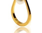 Pearl Ring in 14 Karat Gold, Inner Setting Ring, Fast Free Shipping