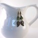 Green Magnesite Earrings Antique Brass Leaves Beaded Wire