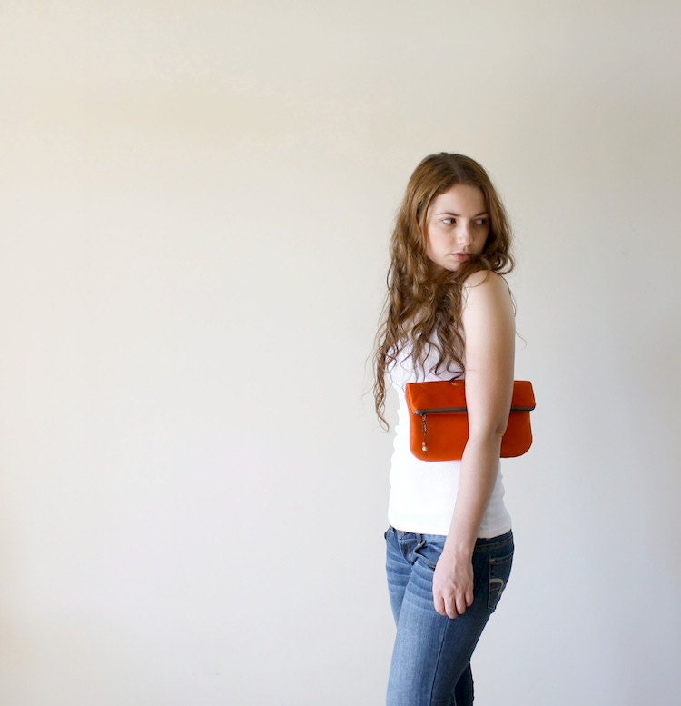 Fold Over Vegan Clutch in Mint