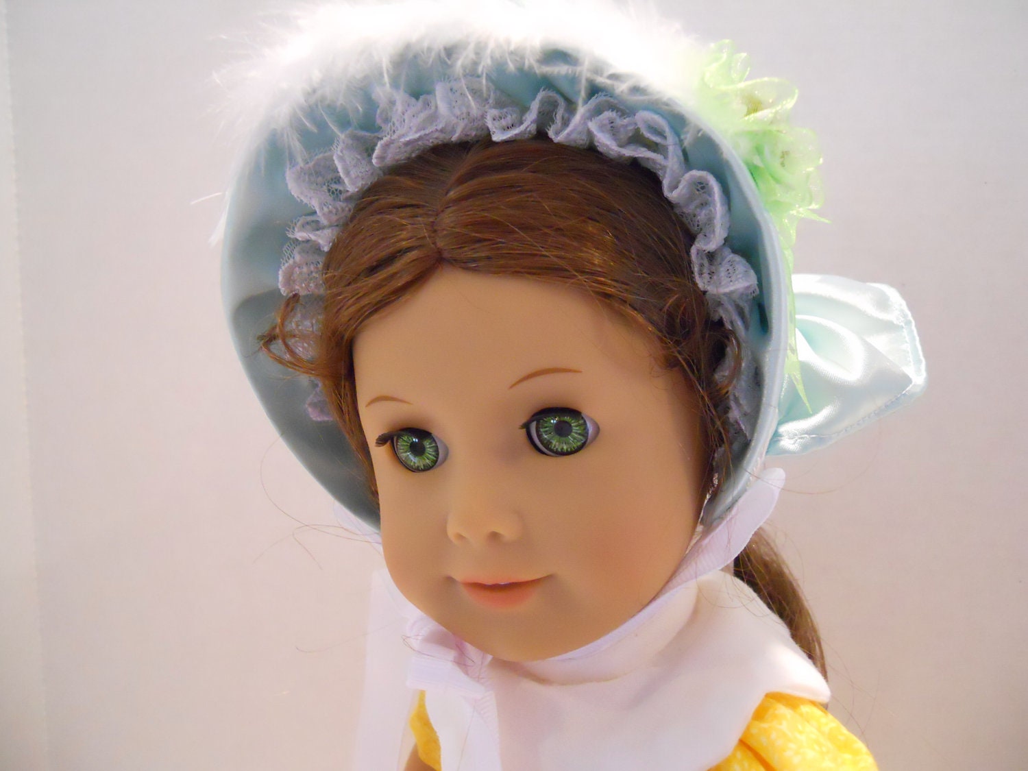 American Girl Doll Clothes Historical Historical 1850s Bonnet Mint Juliep in Soft Green