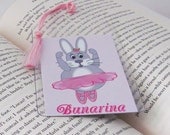 Funny Bunny ACEO Bookmark, On Your Toes Bunarina Print