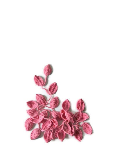 Crochet lariat scarf with Leaves in Pink, Salmon pink, Necklace,  Feminine, Trendy, Spring, Summer, Harvest, Infinity scarf