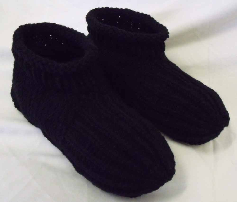 Manly Man Hand Knit Slippers in Black