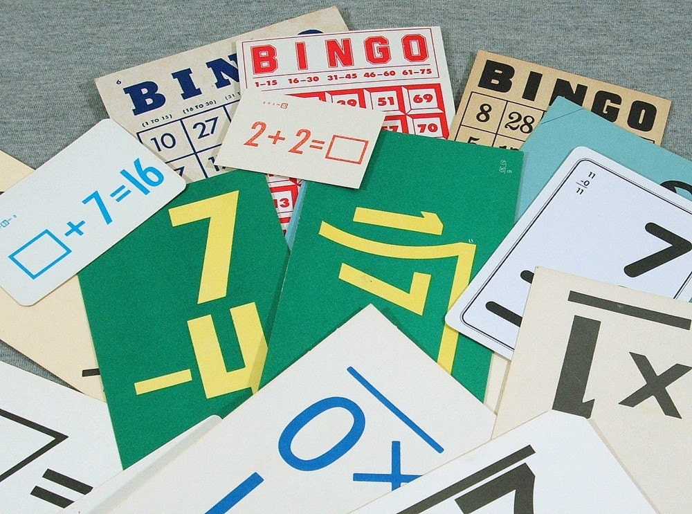 Vintage Grab Bag of Flash Cards,  Paper Ephemera for Collage or Scrapbooking