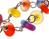 Handmade lampwork seaglass style glass and silver bracelet in rare seaglass colors glass and silver nautical beach glass syle