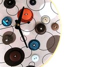 Button Dot Fabric Hoop Clock