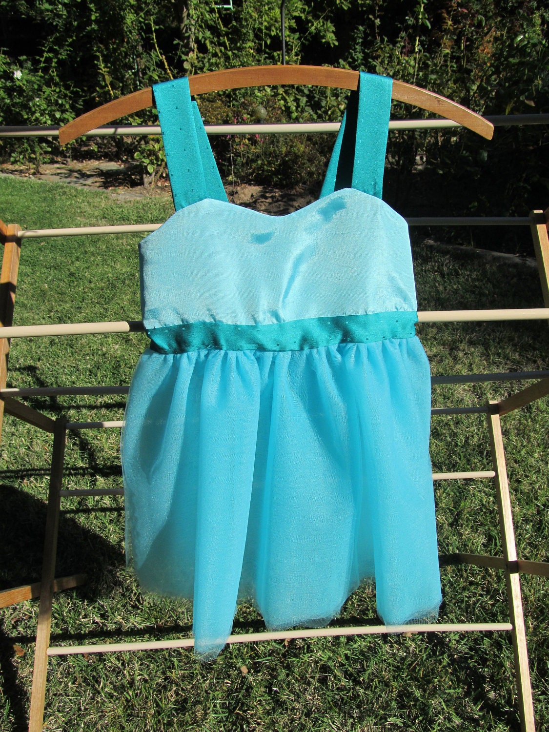 Sea green and teal ballerina good witch dress up apron girls