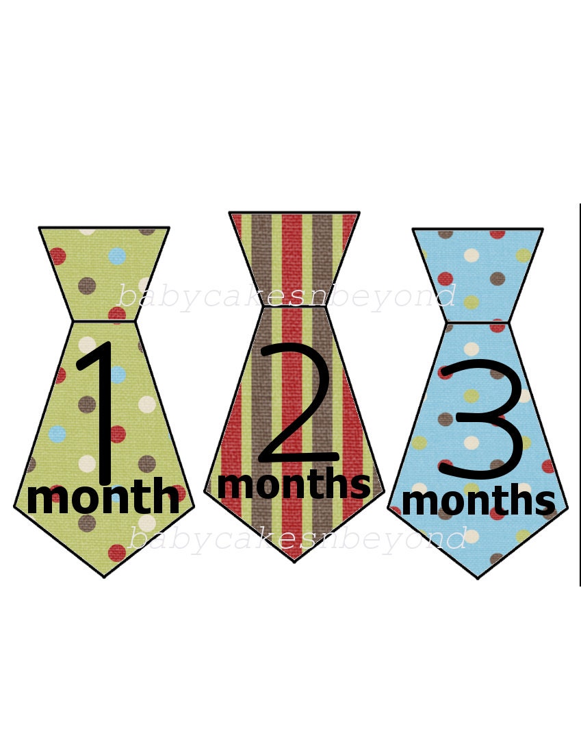 Monthly Onesie Stickers...Set of 12 Boys...Ties...Gage...Ready to Ship...Waterproof....Months 1-12...Uncut Read Description