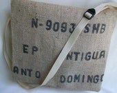 Re Purposed Burlap Coffee Sack Messenger Tote Lap Top Bag Black Graphic Antigua S Domingo