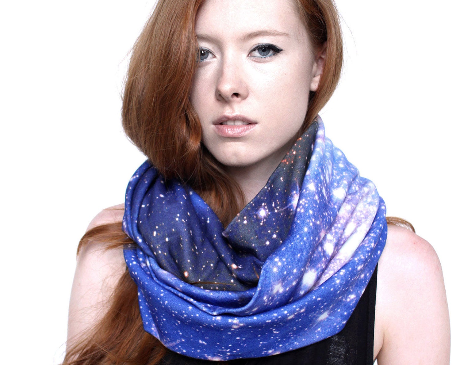 Galaxy Scarf SMC Nebula Circle Scarf, Galaxy Printed Scarf, Infinity Scarf, Warm Scarf, Organic Cotton.