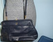 Etienne Aigner Navy Blue Leather Clutch Bag Purse