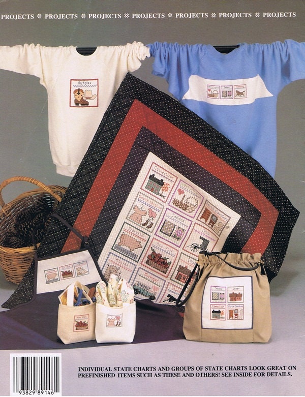 America States Sampler Cross Stitch Embroidery Craft Pattern Leaflet