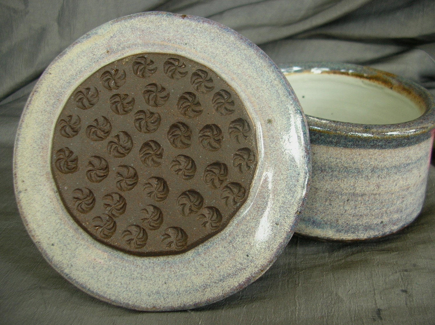 Ceramic French Butter Dish in Dusk Purple and Black Mountain