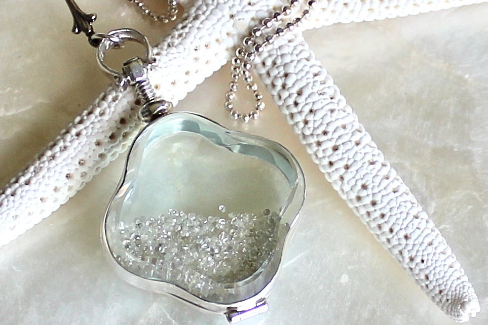 Sands of Time - Shake Necklace - Sterling Silver and Raw Rough Uncut Diamonds - Large Pendant - THE ORIGINAL