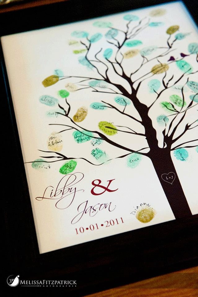 Custom Fingerprint Wedding Tree Guest Book Signature Poster or a Great Gift 11 x 14