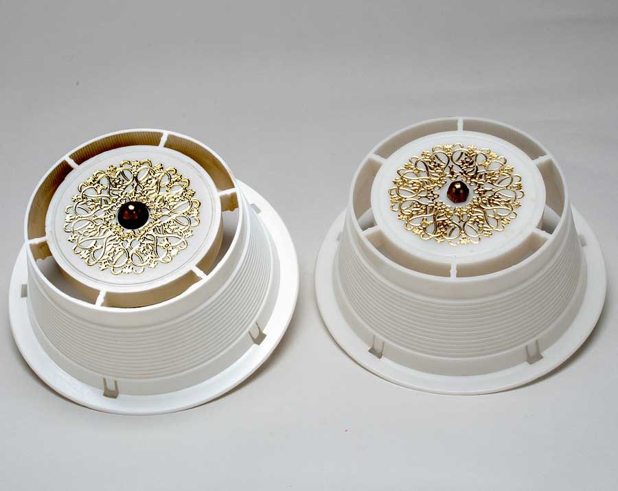 Vintage Midcentury clip on the bulb plastic lamp shade pair
