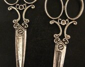 Victorian Antique Silver Scissor Charms, set of 4.