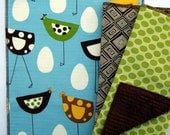 Burp cloth, set of 3, Chickens and polka dot, ready to ship, RTS