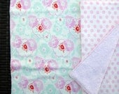 Burp cloth, set of 2, pastel floral print and polka dot, ready to ship, RTS