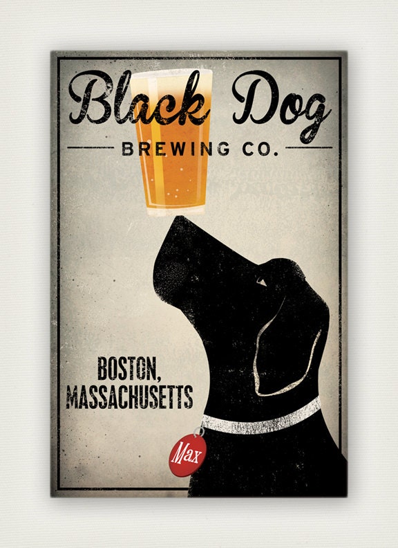 Made to Order Brown Black Yellow Dog Brewing Company Gallery Wrapped Stretched Canvas 12x18x1.5 inches