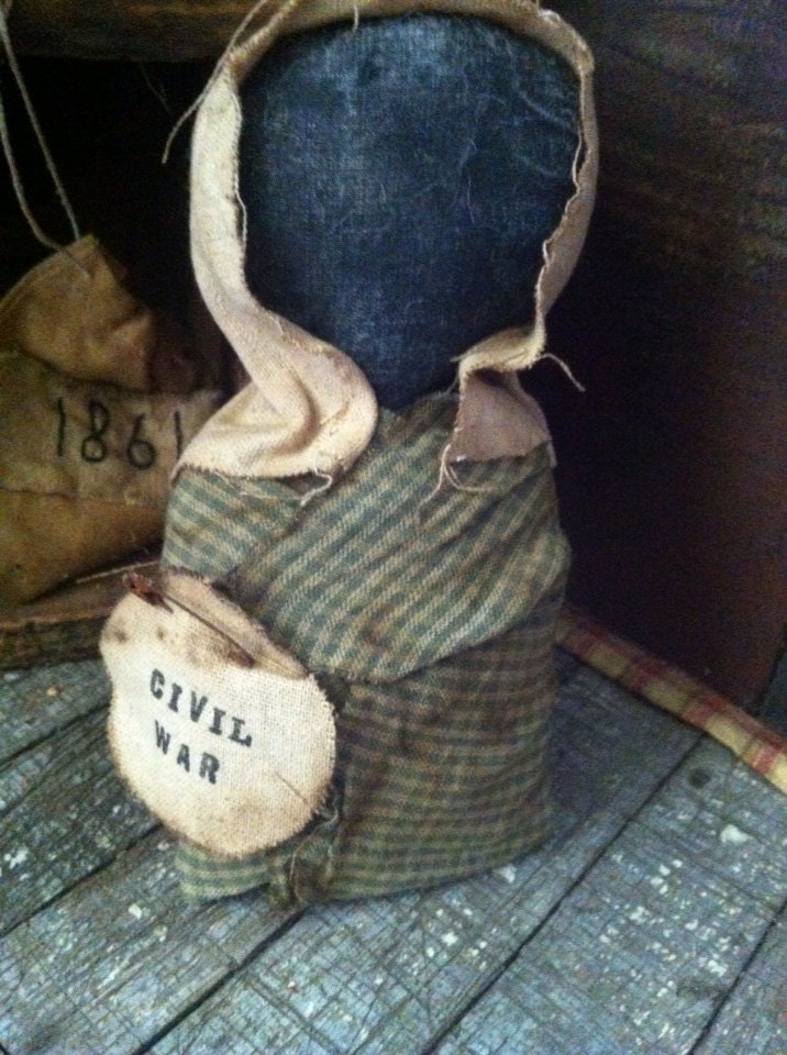 Primitive Handmade Black Civil War Stump Doll FREE SHIPPING