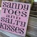 Beach Sign Sandy Toes Salty Kisses Coastal Beach House Nautical Decor Nursery Decor PINK
