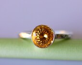 Portuguese Cut Golden Citrine In 14K Gold Ring (Limited Edition) - Made To Order