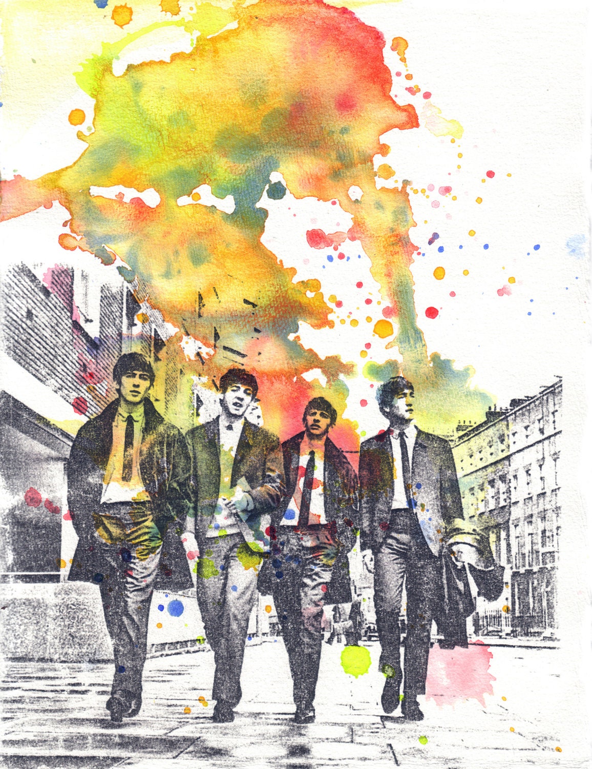 The Beatles Watercolor Painting Print - Fine Art print 8 X 10 in.