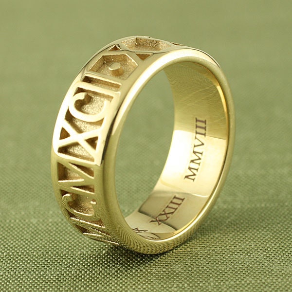 Personalized Roman Numeral Ring in 14K Gold