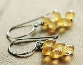 Citrine Flame Earrings, Sterling Silver Cluster Earrings, November Birthstone Jewelry, Dangle