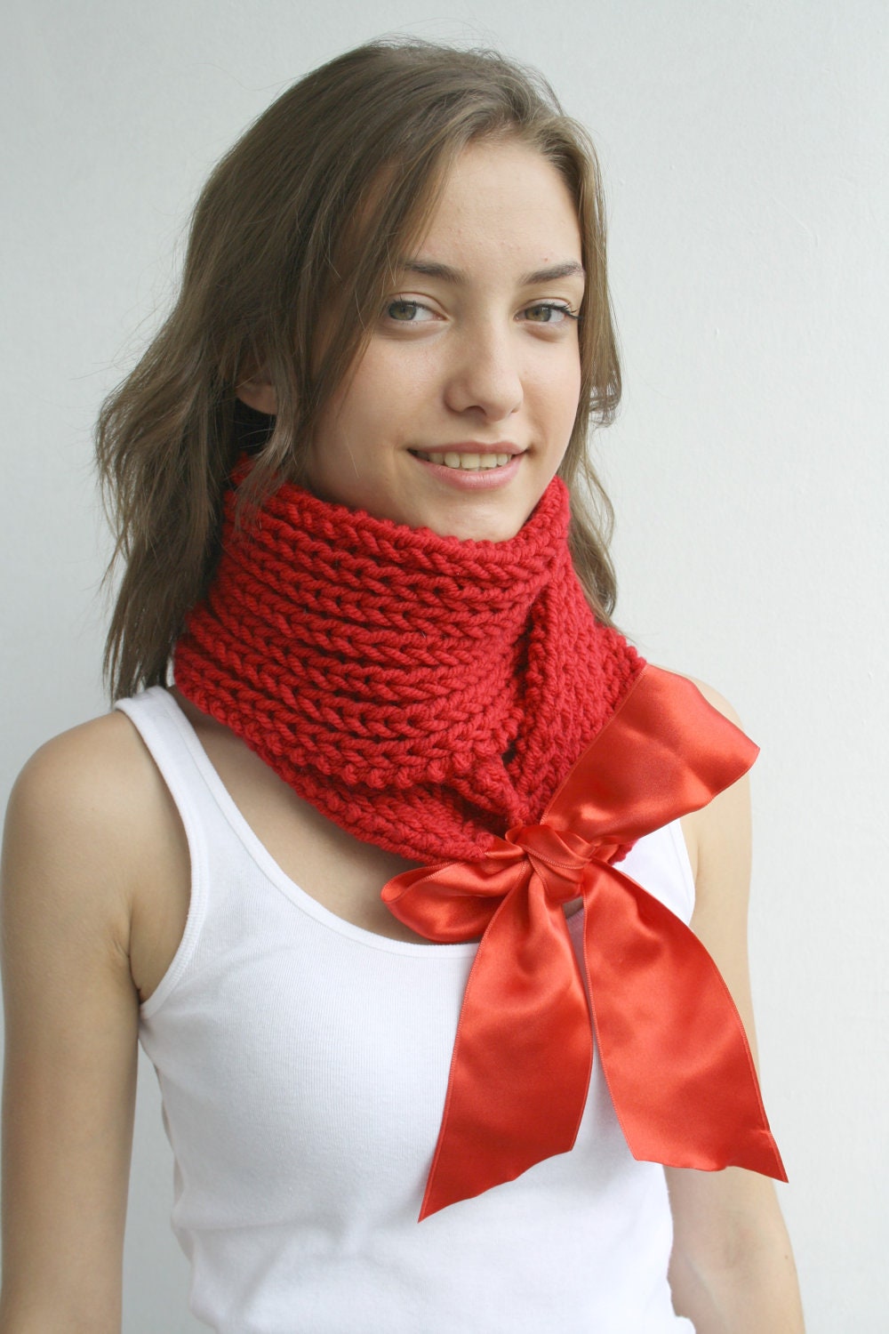 FREE SHIPPING Red Scarf Shawl Neckwarmer  Mothers Day gift for women girls gift under USD50