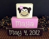 Monkey Custom Personalized primitive wood blocks
