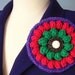 Circle Pin Crochet Jewelry Gemtones Brooch Fiber Medallion Amethyst Purple Ruby Red Emerald Green One of a Kind OOAK ON SALE