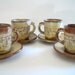 Mid Century Aztec Pattern Coffee Cups and Saucers by Frankoma