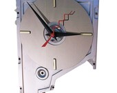 Early 1980s Hard Drive Cover Wall Clock. Recycled Hard Drive now a Funky and Artistic Clock.