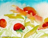 small abstract original flower garden watercolor painting blanketflowers impressionism modern floral fine art 4 x 6
