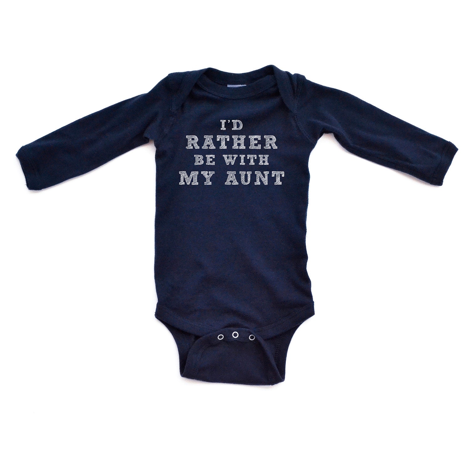 I'd Rather Be With My Aunt - White on Navy or Red Long Sleeve Baby Bodysuit