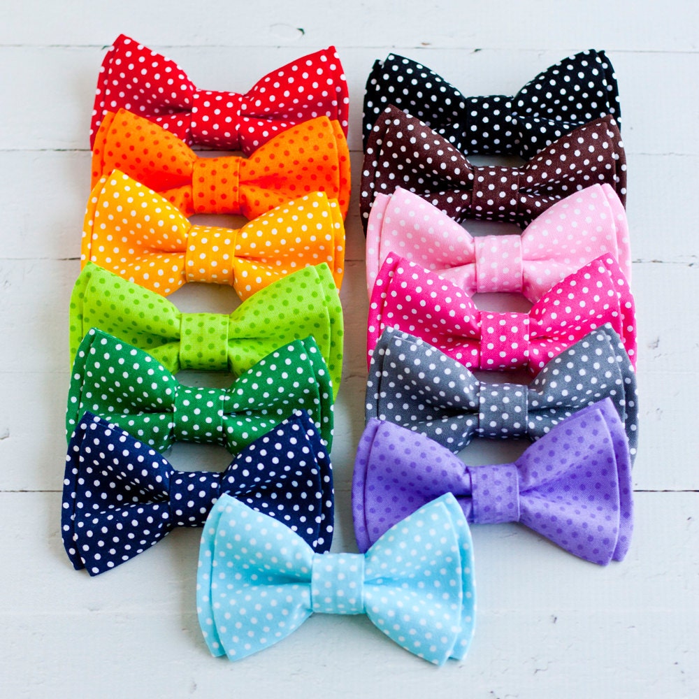 The Beau- polka dot double stacked bow ties for boys and men of all ages (adjustable strap or bow tie clip)- choose from 13 shades