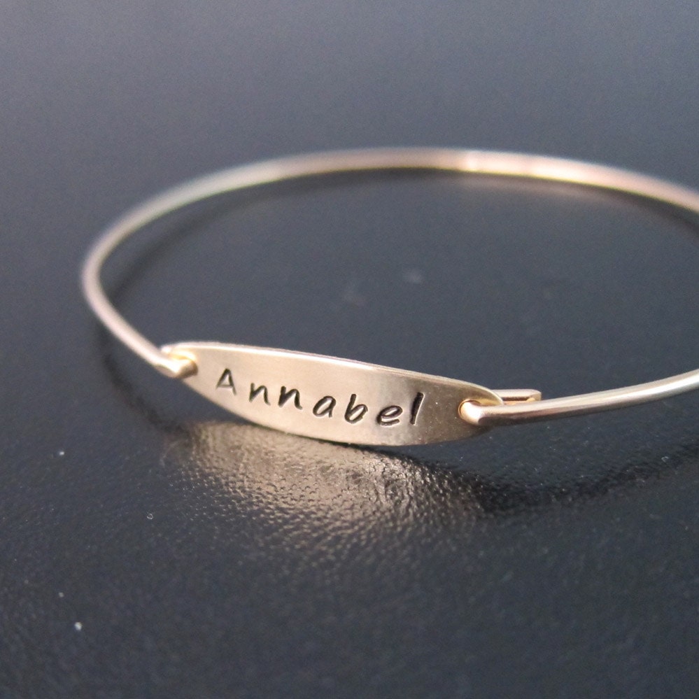 Hand Stamped Bracelet, Custom Name Bracelet, Name Bangle, Gold, Personalized Name Bracelet, Custom Name Jewelry, Stamped Name Jewelry