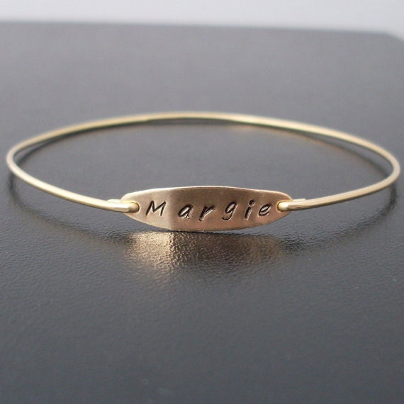 Hand Stamped Bracelet, Custom Name Bracelet, Name Bangle, Gold, Personalized Name Bracelet, Custom Name Jewelry, Stamped Name Jewelry